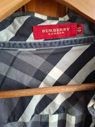 Camisa Burberry cuadros gris y blanco Talla L