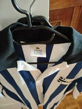 Polo Lacoste Live Talla S Rayas Azul/Blanco