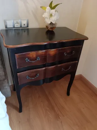 Cómoda/Mesita Auxiliar Madera Negra y Marrón