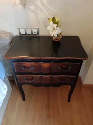 Cómoda/Mesita Auxiliar Madera Negra y Marrón