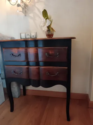 Cómoda/Mesita Auxiliar Madera Negra y Marrón