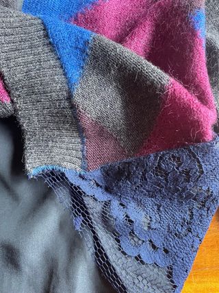 Cardigan Seventy in lana e pizzo tg.44