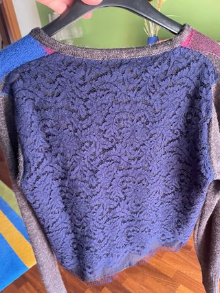 Cardigan Seventy in lana e pizzo tg.44