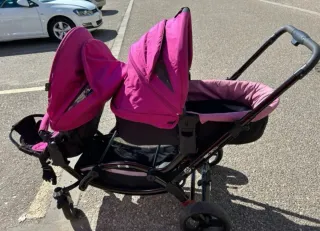 Carrito Gemelar Doble Rosa y azul