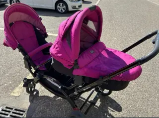 Carrito Gemelar Doble Rosa y azul