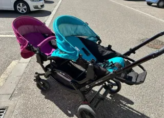 Carrito Gemelar Doble Rosa y azul