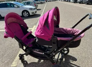 Carrito Gemelar Doble Rosa y azul