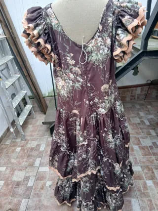 Vestido Flamenca Marrón Floral