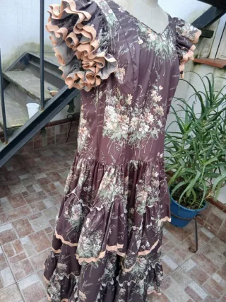Vestido Flamenca Marrón Floral