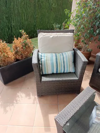 Conjunto Muebles Jardín Ratán y Cristal