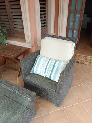 Conjunto Muebles Jardín Ratán y Cristal