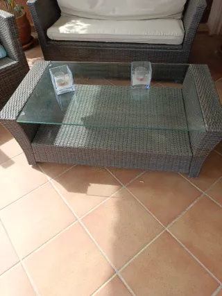 Conjunto Muebles Jardín Ratán y Cristal