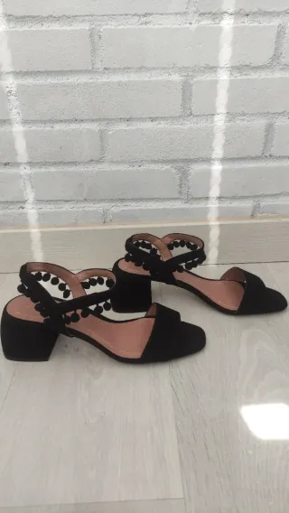 Sandalias Tacón Zara Negras Talla 40