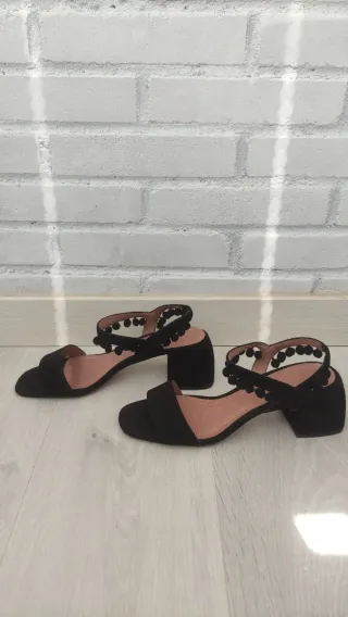 Sandalias Tacón Zara Negras Talla 40