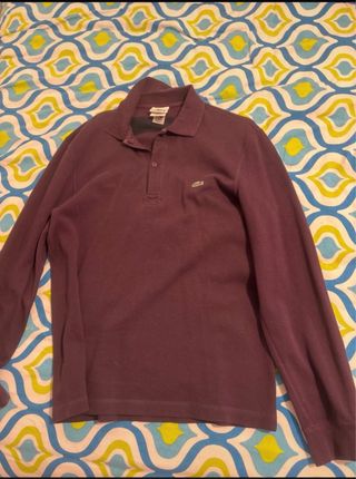 Polo Lacoste Rayas Morado y Negro