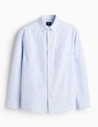 Camisa Oxford H&M Rayas Azul Talla L