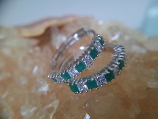 Orecchini a cerchio argento indiano con zirconi