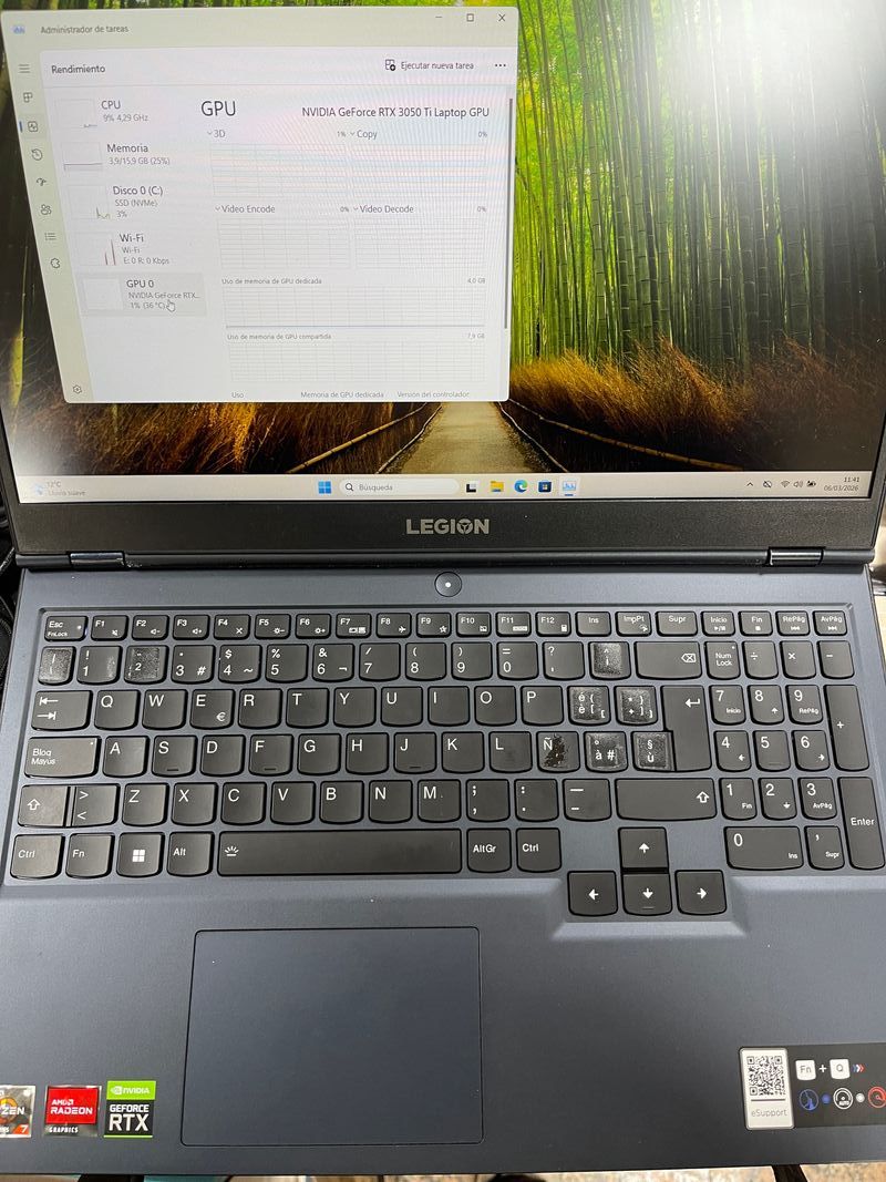 Portátil Gaming Lenovo Legion RTX 3050 Ti afbeelding 2