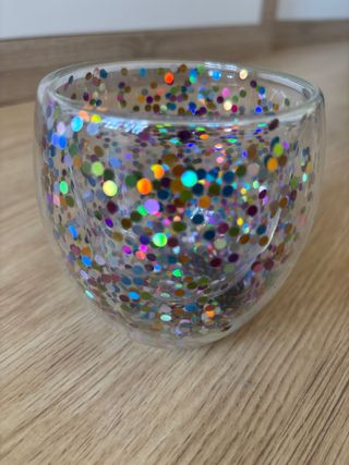 Vaso doble pared purpurina multicolor