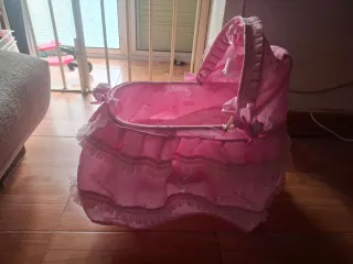 Mini Cuna Bebé Reborn Rosa