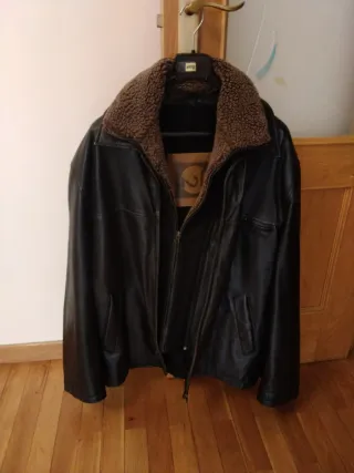 Cazadora Piel Ovina Negra Hombre