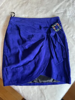 Falda Uterqüe azul joya