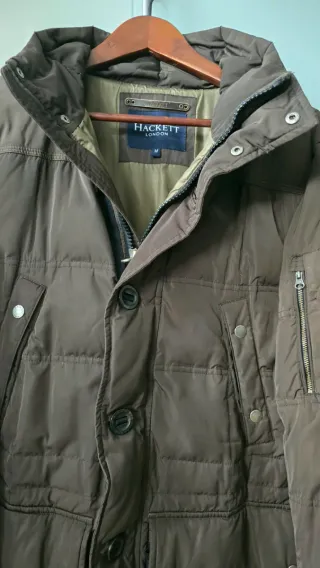 Parka de plumas Hackett Marrón con Capucha y Pelo