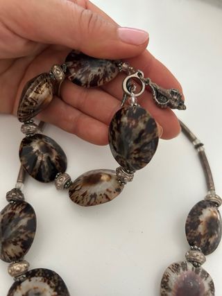 Conjunto Colgante y Pulsera Tiger Cowrie