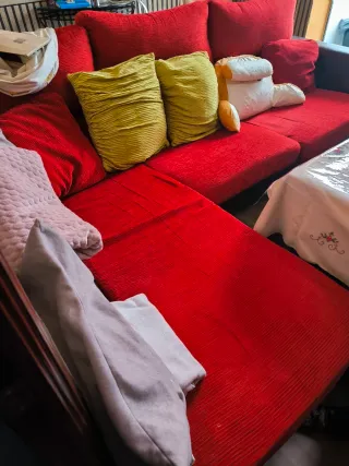 Sofá Chaiselongue Rojo y Amarillo