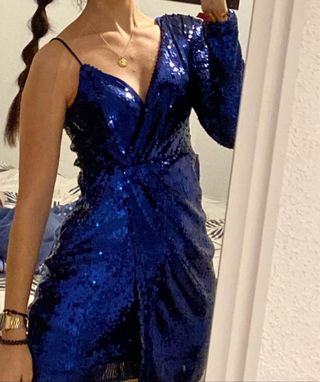 Vestido fiesta lentejuelas azul