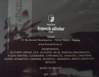 Eau de Parfum Oud Touch Franck Olivier 100ml