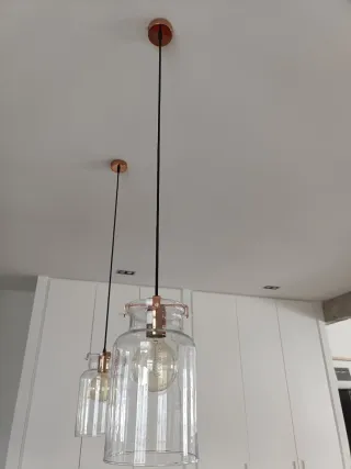 Lámpara colgante cobre y cristal Lámpara de techo