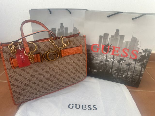 Bolso Shopping Guess Marrón y Naranja
