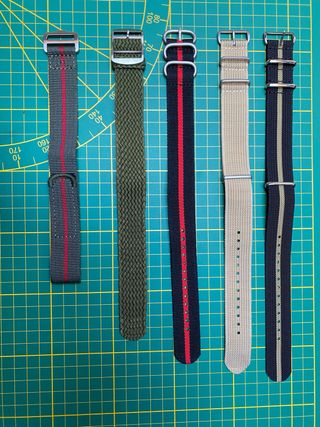 Lote 5 cinture per orologi 22 mm - NATO, perlon, zulu