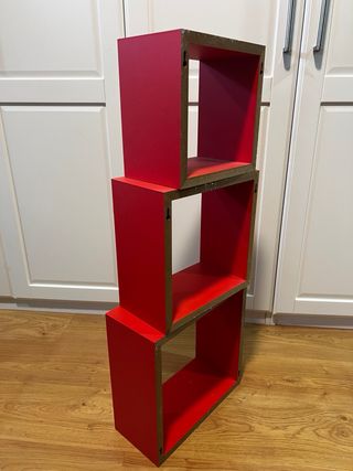 3 Cubos Decorativos Rojos Madera