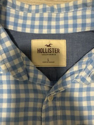 Camisa Hollister cuadros azul y blanco Talla L