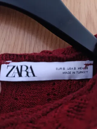 Camisa granate punto Zara t.S manga francesa