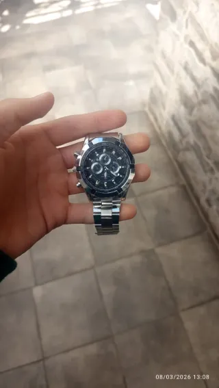 Reloj Cronógrafo Negro y Plateado