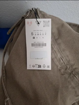 Cazadora Zara S Capucha Caqui Boxy Cropped Fit