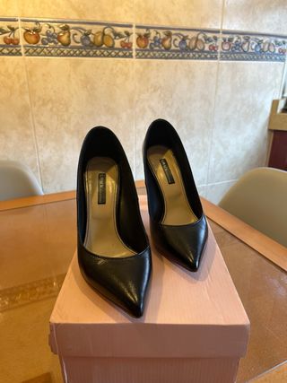 Zapatos de tacón negros piel talla 36