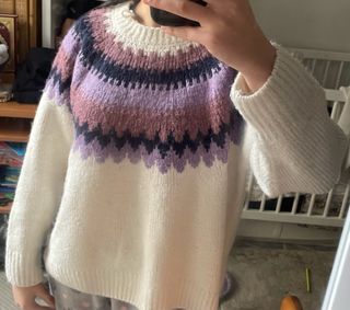 Jersey lana beige con lila