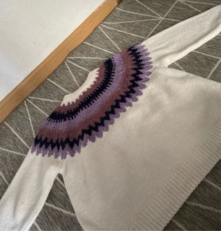 Jersey lana beige con lila