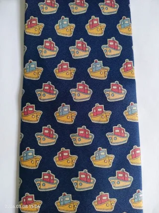 Corbata Loewe Seda Natural Barcos Azul Multicolor