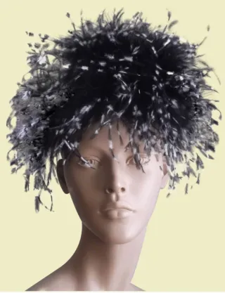 Tocado Plumas Marabú Negro Multicolor