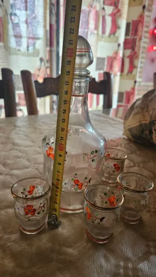 Juego Licorera Copas Vintage Pintado a Mano