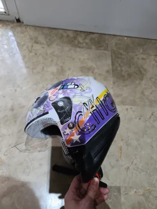 Casco Moto Niña Shiro Dibujos Animados