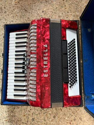 Acordeón rojo con funda