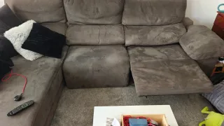 Sofá Chaiselongue Microfibra Marrón/Negro