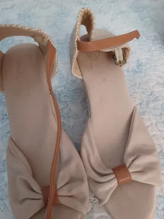 Sandalias cuña beige mujer talla 39