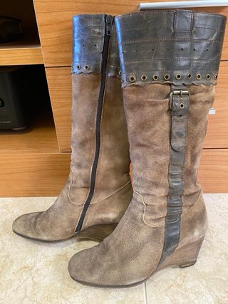 Botas Silvia Rebbato Cuero Marrón Talla 37